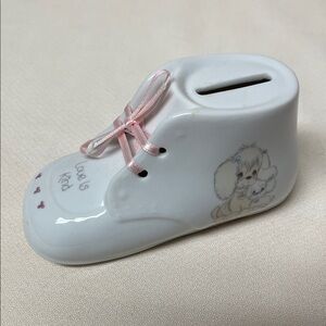 Precious Moments White Ceramic Shoe Bank